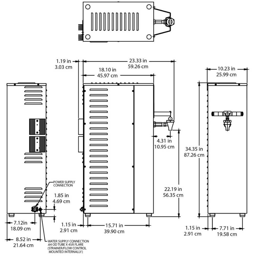 Bunn H10X-80-240, 212F 100C 50/60HZ Dispensador Agua Caliente para Cafe Te, 50/60 hz.