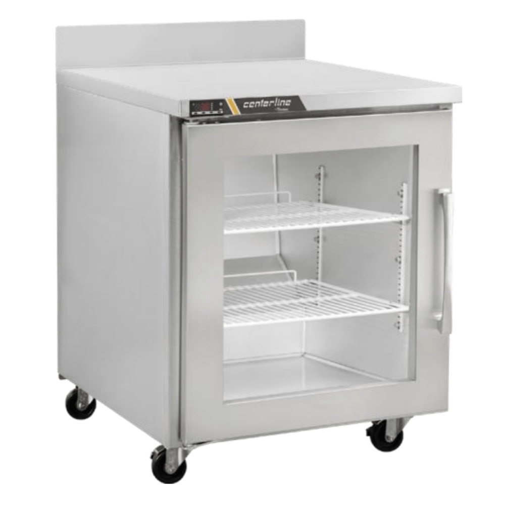 Centerline CLUC-27R-GD-WTL 27" Refrigerador Bajo Barra Cubierta Mesa de Trabajo Puerta Cristal Abertura Izquierda - - Centerline - KitchenMax Store