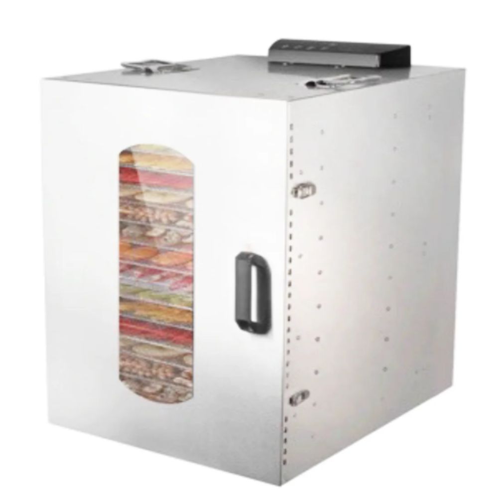 MIGSA FD-16 | Deshidratador de Alimentos | para Frutas Vegetales | con Programador de Tiempo | 16 Charolas | Acero Inoxidable | Campamentos Excursiones Jardín Huerto Negocios Alimentos Industria Alimentaria Productos Caseros Conservación Alimentos Flores Hierbas.