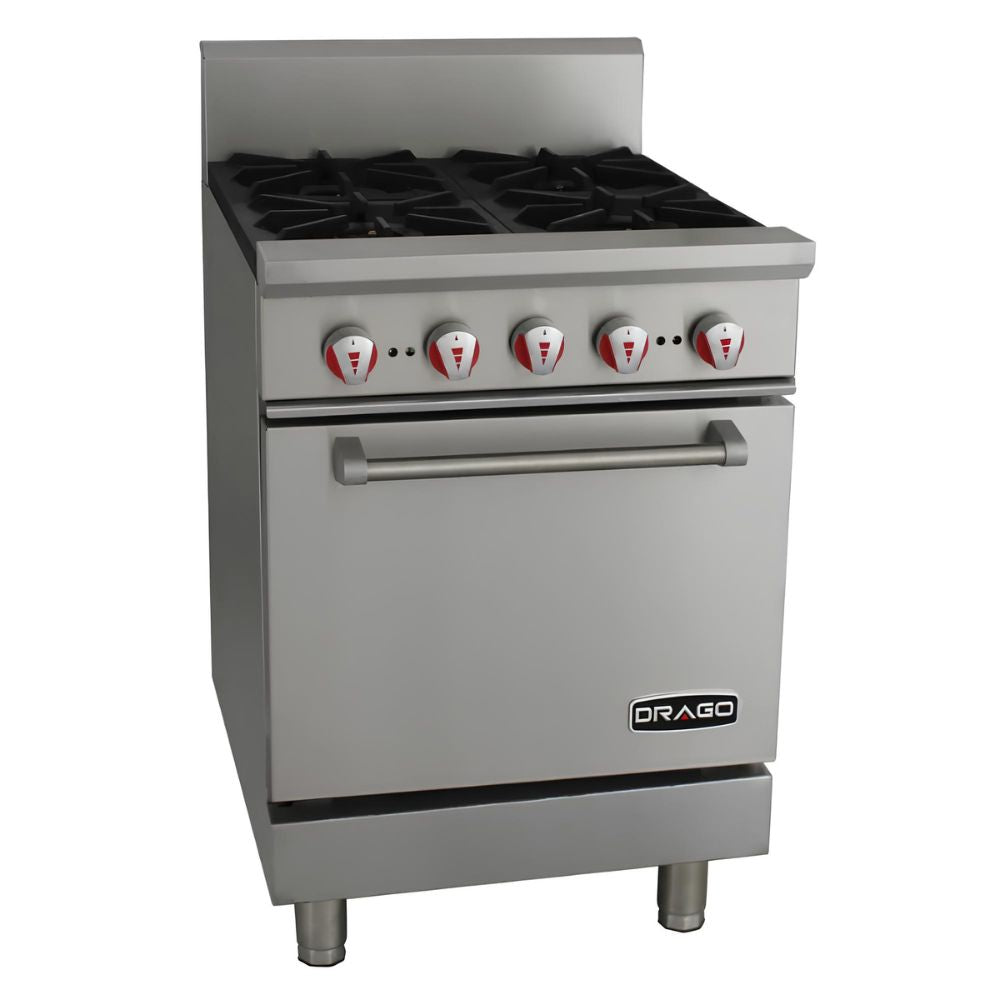 DRAGO CG-41 | Estufa | Restaurante Hotel Comedor Industrial | 4 Quemadores | Horno | Gas | Acero Inoxidable | Restaurante Comedor Industrial Hotelería Hospital Cafetería Estufa Multifuncional Uso Rudo Alta Cocina Bar Selecto Negocios de Comida Comisariato Fonda