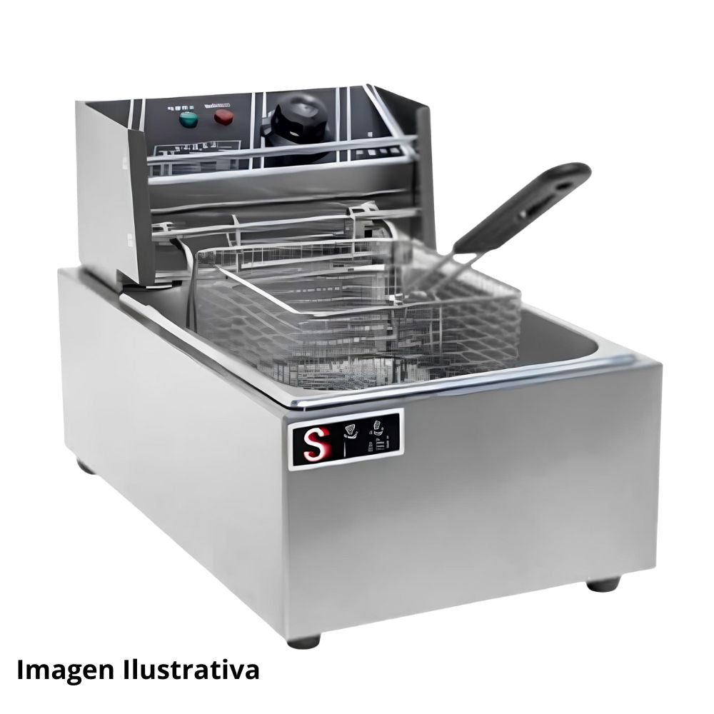 MIGSA MFE6SI | Comedor Cafetería Hotel | 1 Tina | 1 Canastilla | 6 Litros | Eléctrica | Frituras Garnachas Restaurante Cafetería Entrepaño Local Comercial Linea Económica