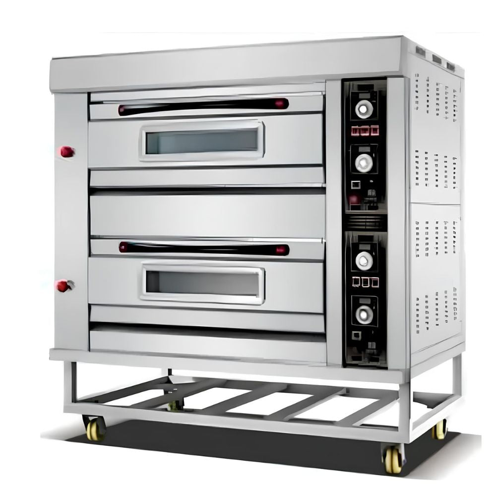 MIGSA HGO-26 | Horno | Panaderia Pizzeria Restaurante | 2 Secciones Control Temperatura Tiempo Iluminación Interior | Gas | Acero Inoxidable | Panaderia Restaurante Hotel Cocina Industrial Hotel Cortes Cocción Mariscos Pollo Negocio Profesional Filete Carne Cocina Pescado Verduras Carbón Comida Alimentos Profesional Gourmet Calentar
