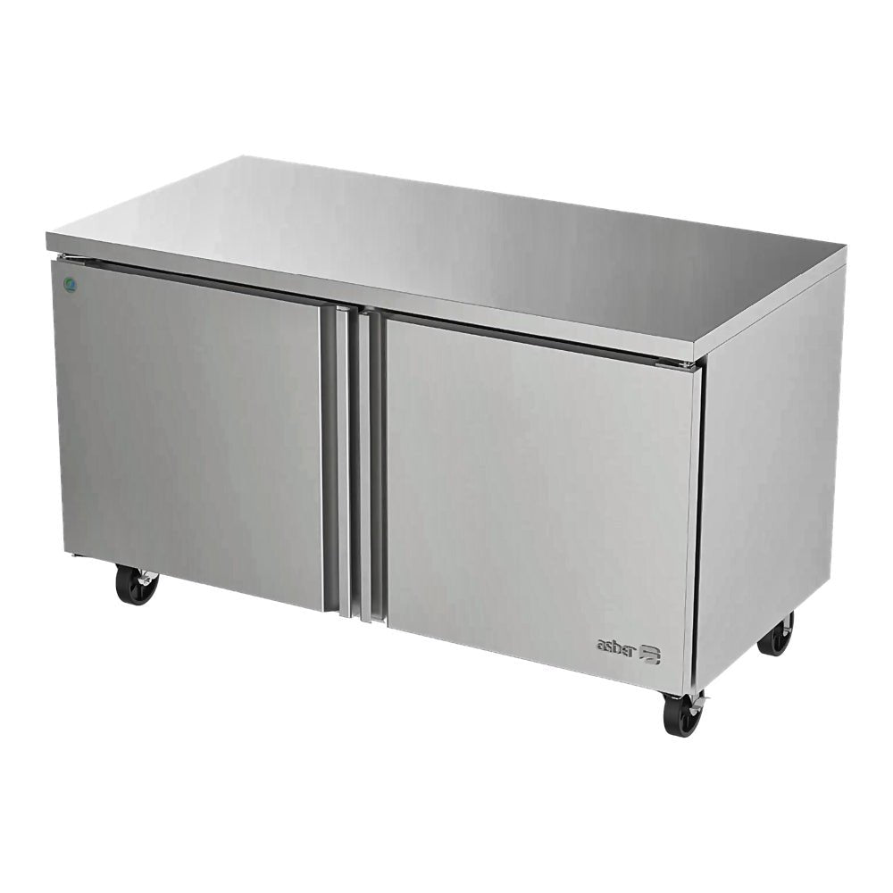 Mesa Refrigerada Asber AUTF-60 P Hc, mesa bajo mostrador, en acero inoxidable.