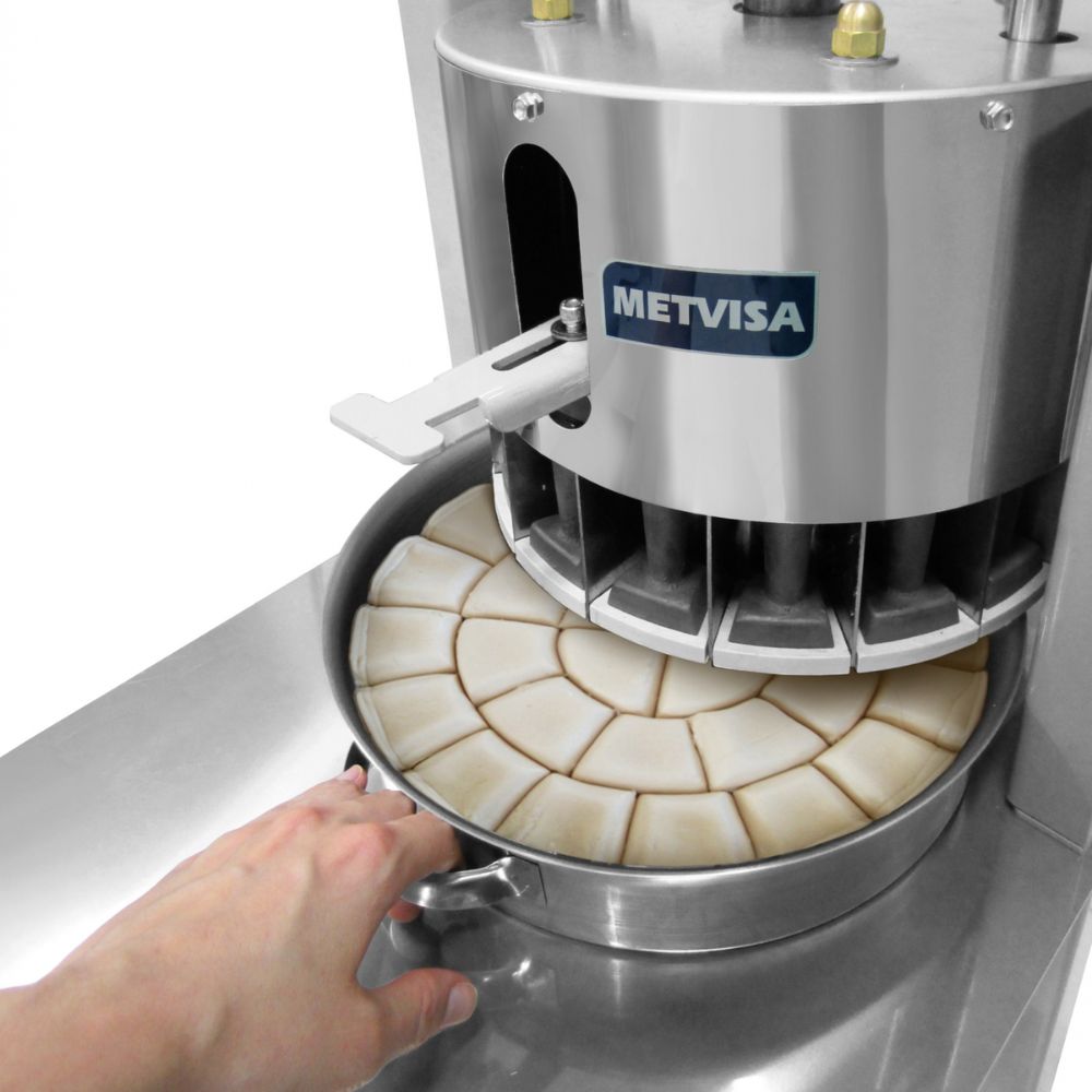 DIVISORA METVISA DPRC-30 | Divisora de Pan Circular con Pedestal | para 30 Tantos de 50 gr c/u | Panadería Restaurante Cocina Industrial | Rebanadora de Pan Cortadora de Pan de Caja Bolillo Comercial Acero Inoxidable Panadería Pastelería Restaurante Cafetería Negocio Supermercado