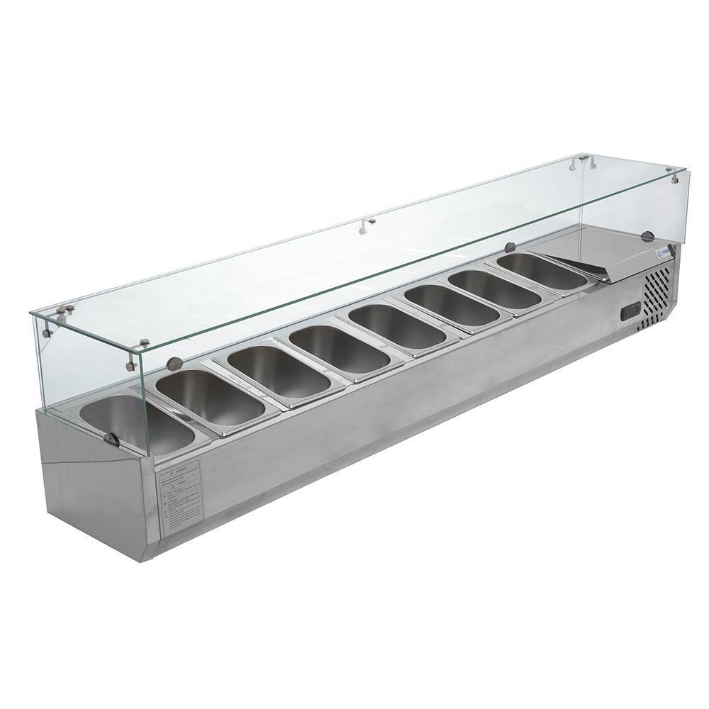 Migsa Rt-1800L Vitrina Refrigerada Ensaladas Pizzas Acero Inoxidable. 180 cm - 110 V - Vitrinas Refrigeradas - Migsa - KitchenMax Store