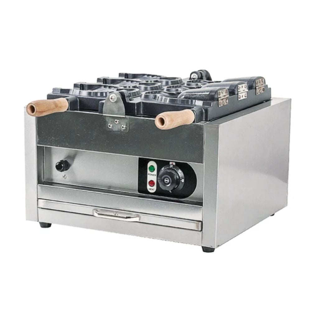 Migsa WTG-1 Wafflera en Forma de Taiyaky Forma Cono para Rellenar 3 Piezas Cafeterias Heladerias Paleterias Neverias Pastelerias Reposteria KitchenMax.Store