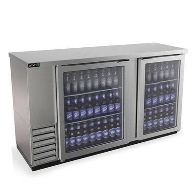 REFRIGERADOR ASBER ABBC-24-60G HC / SG-HC | Refrigerador Contra Barra | 2 Puertas Cristal | Horizontal | Eléctrico | Vinil y Acero | Control Temperatura | Tienda Bar Bistro