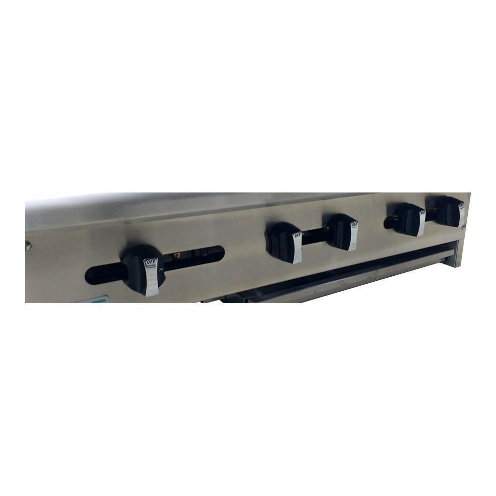 ESTUFA ASBER AEM-G12-B4-36 | Estufa | 4 Quemadores | Plancha | Charola Anti Derrame | Parrilla | Gas | Acero Inoxidable | Cafetería Lonchería Bistró Bar | Parrilla Quemadores Plancha Charola Derrame Coccion Cocina Industriasl Fonda Negocios Lonches