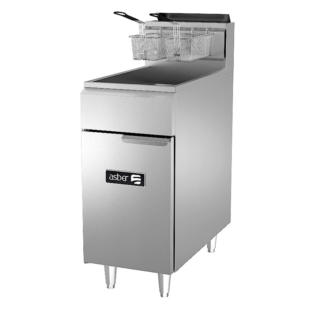 Asber AEF-4050-S Freidora Gas 2 Canastillas 3 Quemadores Acero Inoxidable -  - Asber - KitchenMax Store