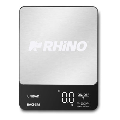 Báscula Rhino BACI-3M, báscula digital de precisión, en acero inoxidable.