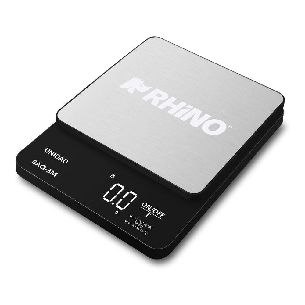Báscula Rhino BACI-3M, báscula digital de precisión, en acero inoxidable.