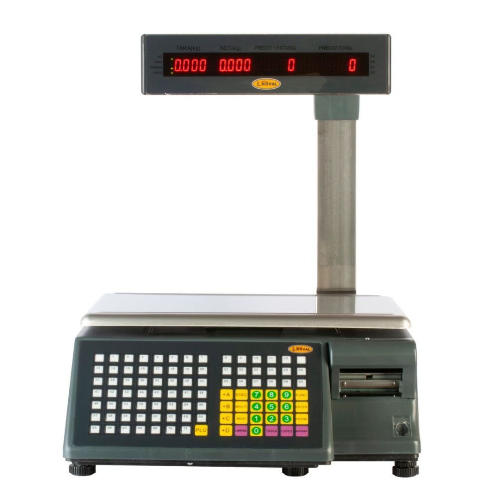 BÁSCULA NOVAL BET-40 | Báscula Etiquetadora | 40 kg a 5gr | con Torreta | Tienda Verdurería Negocio Sobre Mostrador Recepción Pesar Cobrar Báscula para Frutería Verdulería Tienda Negocio Cremería