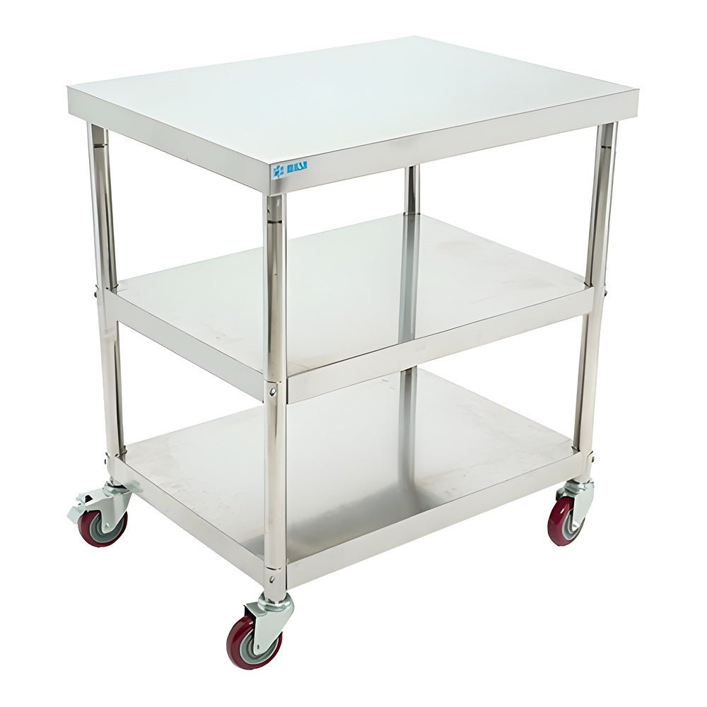 Migsa Bn-w06/80 Mesa Viajera 2 Entrepaños, 80 x 60 x 90 cm, en acero inoxidable.