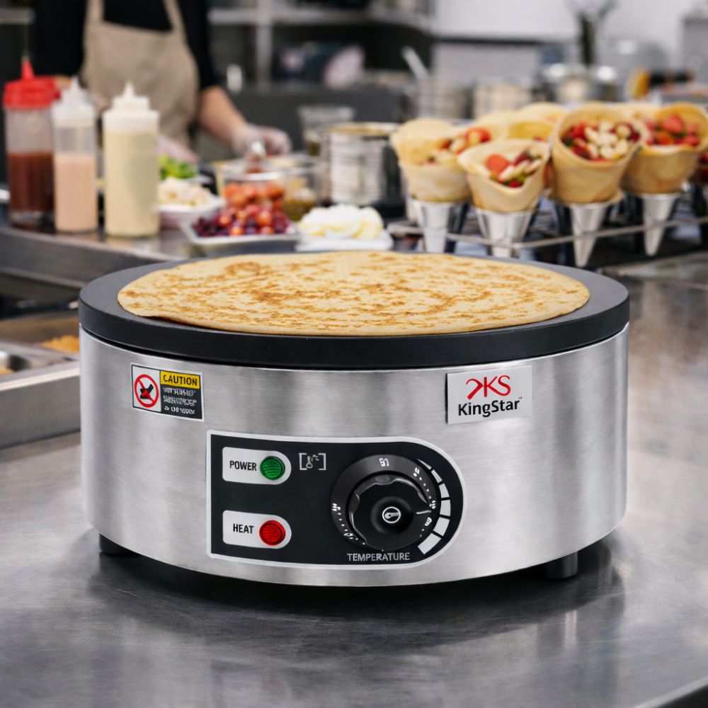 CREPERA KINGSTAR MCK1E | Máquina Crepera | Eléctrica | 1 Plato | Restaurante Cafetería Hotel Crepería Restaurante Negocio Local Crepas Creps Crepe Cocina 