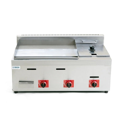 Plancha Grill Lisa con Freidora a Gas Migsa PFM-85, planchas, en acero inoxidable.