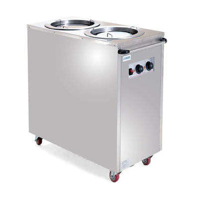 Calentador Eléctrico de Platos Doble Migsa MCP-2, alimentos, en acero inoxidable.