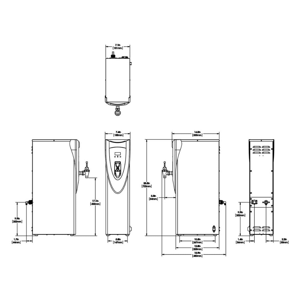 DISPENSADOR BUNN H5X ELEMENT 43600.0002 | Dispensador de Agua Caliente | 5 Galones (18,9 l) | Oficina Hospital