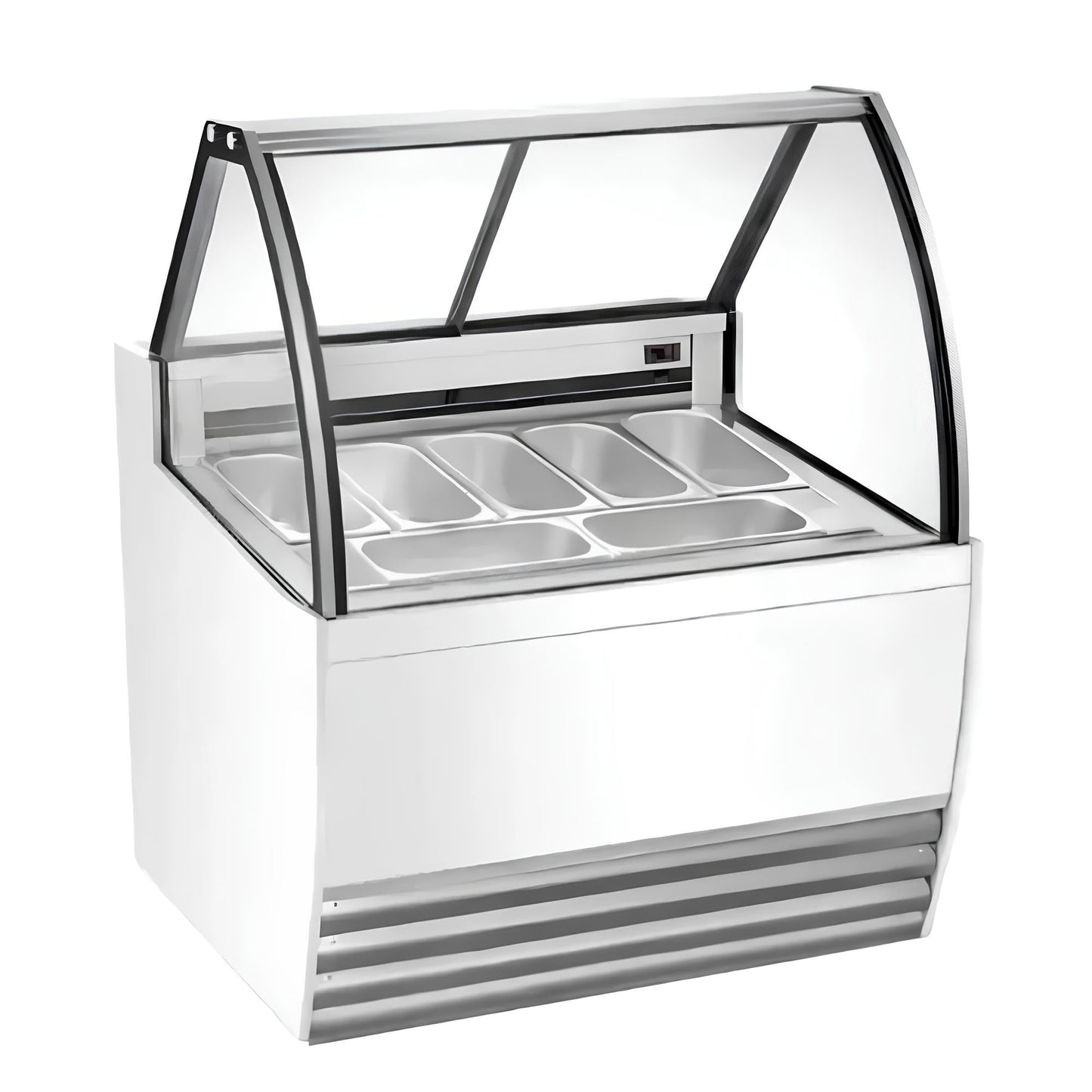 MIGSA DW-7 | Vitrina | Especial para Helados | Exhibidora | Cristal Curvo | 105.2 cm | Acero Inoxidable | Refrigerados Paletería Nevería Negocio Snacks Alimentos Refrigerados Super Mercado Zona de Alimentos 
