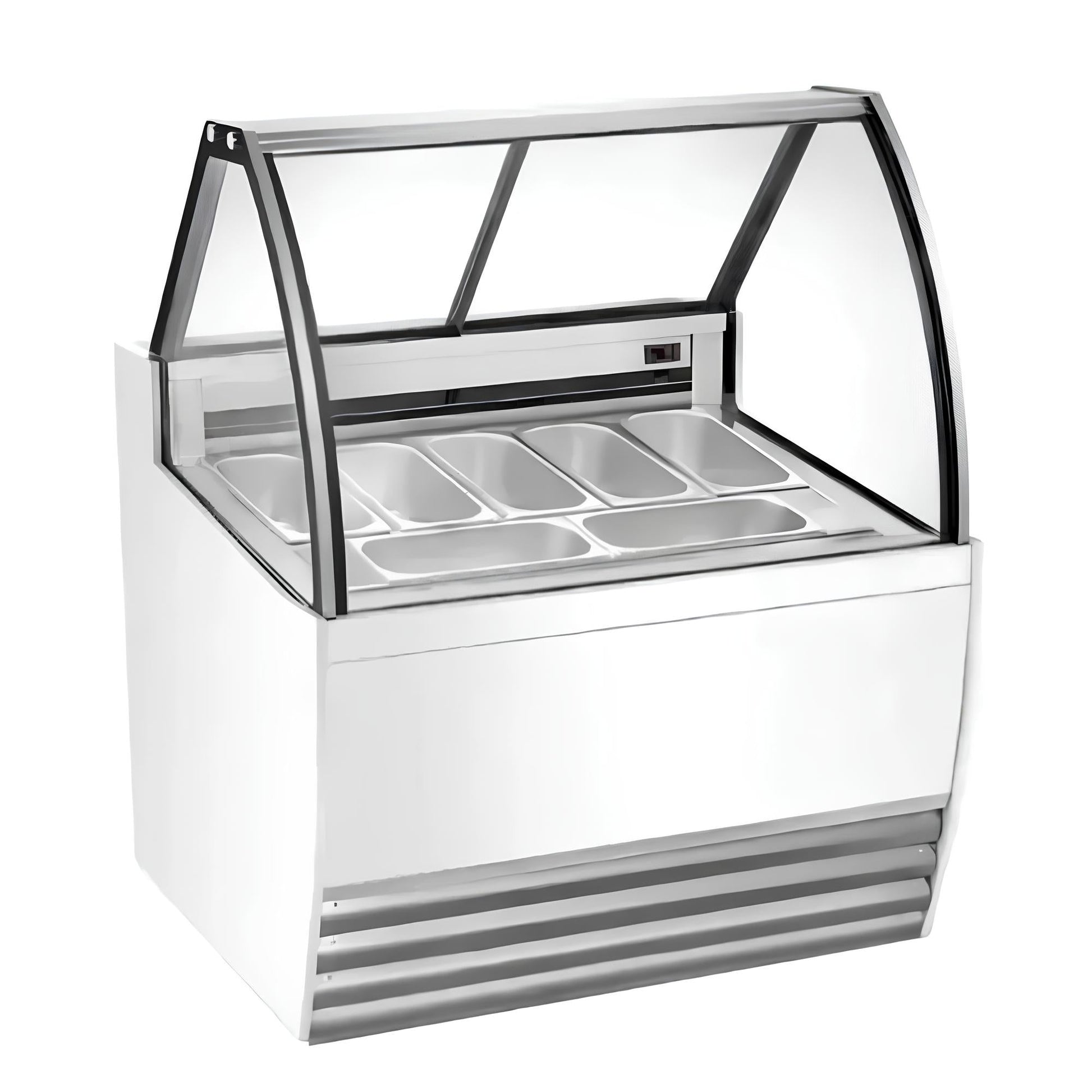 MIGSA DW-7 | Vitrina | Especial para Helados | Exhibidora | Cristal Curvo | 105.2 cm | Acero Inoxidable | Refrigerados Paletería Nevería Negocio Snacks Alimentos Refrigerados Super Mercado Zona de Alimentos 