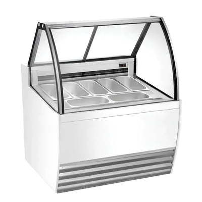 MIGSA DW-7 | Vitrina | Especial para Helados | Exhibidora | Cristal Curvo | 105.2 cm | Acero Inoxidable | Refrigerados Paletería Nevería Negocio Snacks Alimentos Refrigerados Super Mercado Zona de Alimentos 