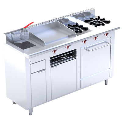 CORIAT  MULTICHEF PETIT TURBO | Estufa |  Restaurante Comedor Pasteleria Cenaduria   | 2 Quemadores | Asador Plancha Gratinador Horno Freidor |  Gas |  Estufa Asador Pariilla Plancha Freidor Gratinador Uso Rudo Restaurante Comida Gusgeria Horno Charola Salamandra Respaldo Petit Quemador Alimentos Preparación Multiple