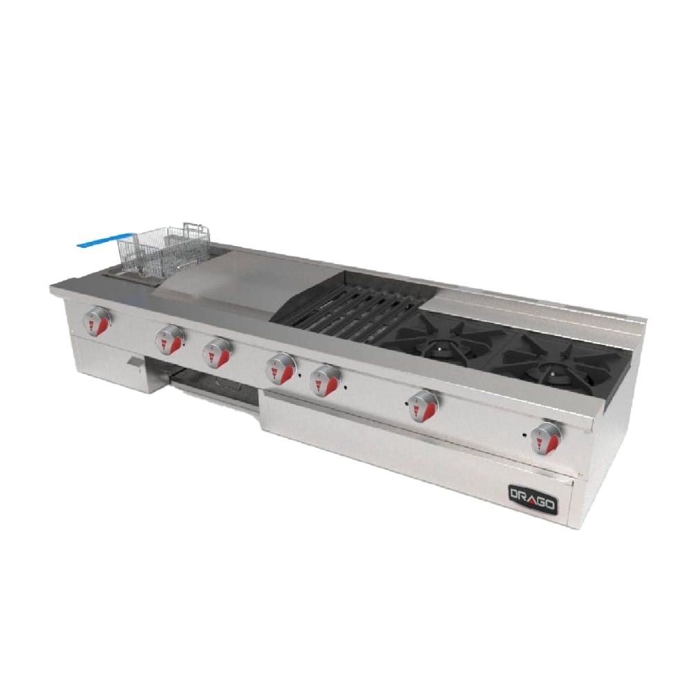 ESTUFA DRAGO UDM SLIM | Estufa | 2 Quemadores | Freidor Plancha Asador Radiante Gratinador | Restaurante Fonda Imagen Ilustrativa