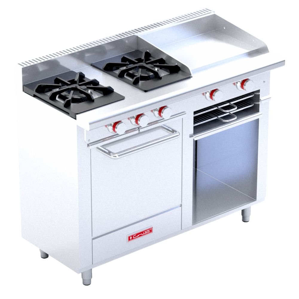 ESTUFA CORIAT MINICHEF DE PISO PETIT | Estufa | 2 Quemadores | Horno | 1 Plancha cold rolled steel 3/4  | Restaurante Cafetería Cenaduría Estufa Parilla Horno Restaurante Cocción Comida Preparación Quemadores Respaldo Uso Rudo Comedor Charola Petit Gratinador.