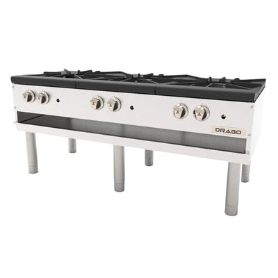 ESTUFÓN EUROQUIP GNFO-03-HSH | Estufón Horizontal | 6 Quemadores | Gas Natural | Acero Inoxidable | Cocina Industrial Restaurante Hotel Cocinas Fondas Restaurantes Cenaduría Comedores Industriales Preparación de Alimentos Cocción