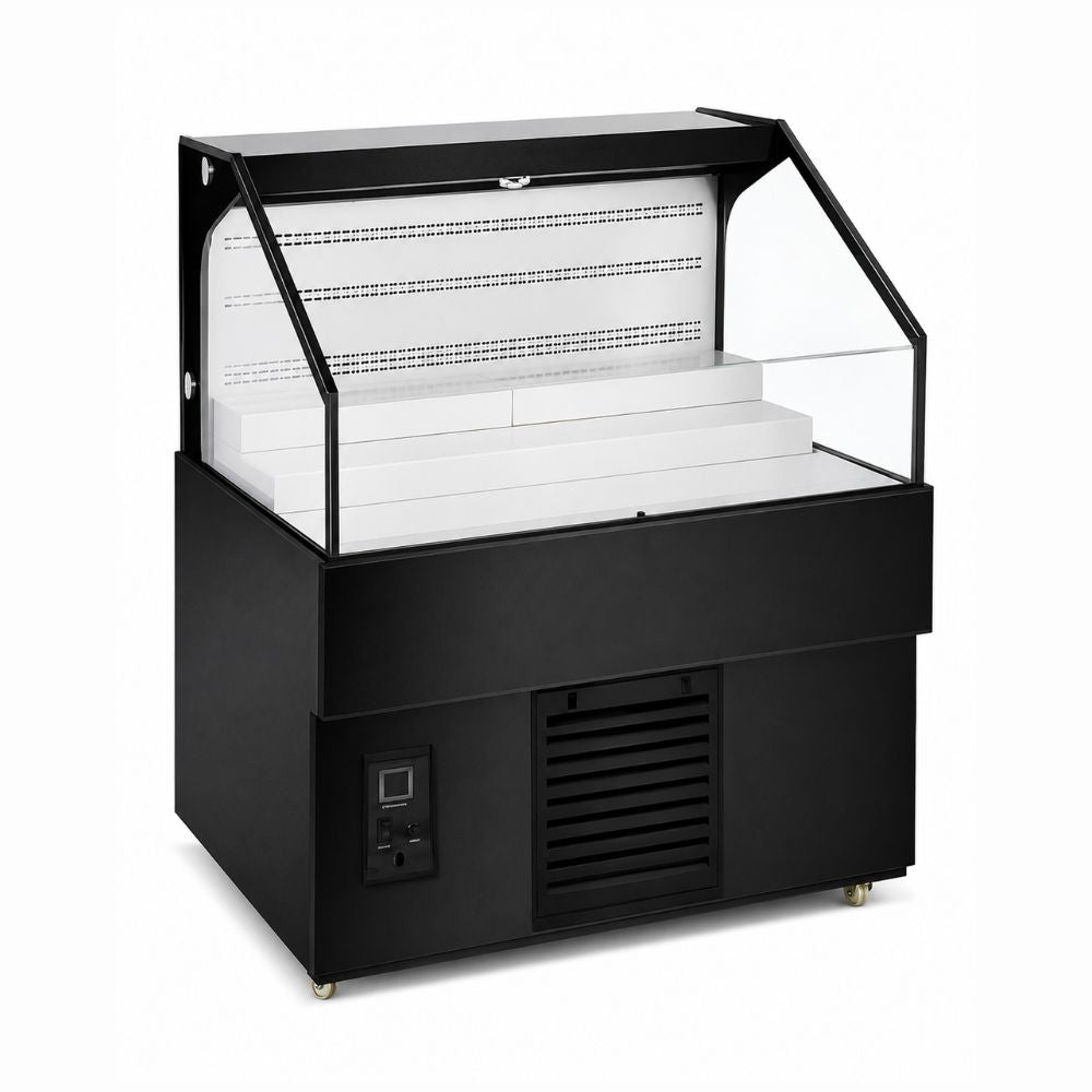 Exhibidor Refrigerado Abierto Crt CVBA-1300B 200-012-024, en acero inoxidable.