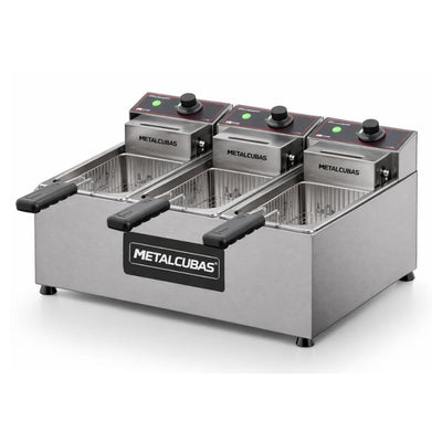 Freidora Metalcubas FE3C, freidora eléctrica, en acero inoxidable.