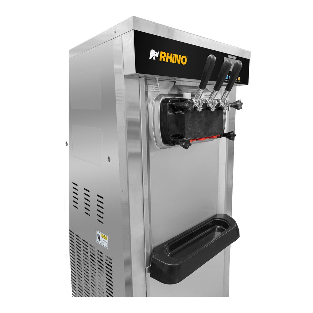 MÁQUINA DE HELADO RHINO HELA-1.5P | Máquina de Helado Suave de Piso | Producción 14 a 20 L/h | 2 Sabores y 1 Combinado | Acero Inoxidable | Heladería Restaurante Cafetería