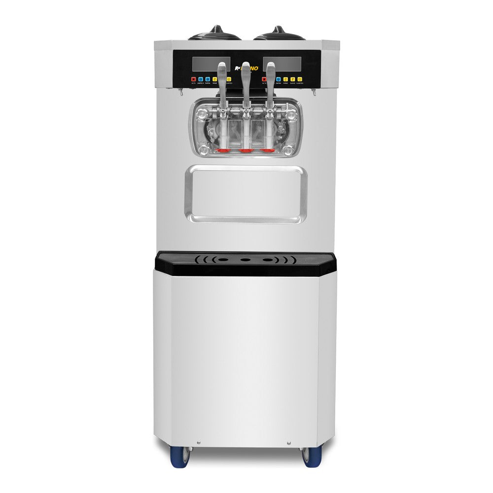 MÁQUINA DE HELADO RHINO HELA-3P | Máquina de Helado Suave de Piso Doble Compresor | Producción 30 L/h | 2 Sabores y 1 Combinado | Acero Inoxidable | Heladería Restaurante Cafetería