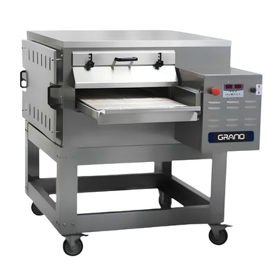 Horno Granomaq FE500, horno de banda, en acero inoxidable.