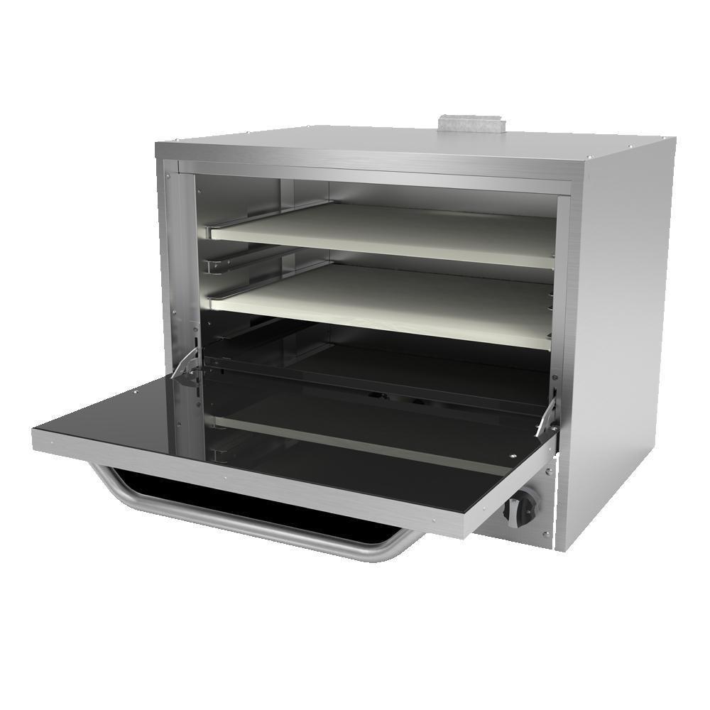 HORNO ASBER AEPO-24-S | Horno Pizzero | 2 Piedra Cerámicas Refractaria | Válvula Pilostática | Gas | Acero Inoxidable | Pizzería Negocio Restaurante Gratinador Tostador Alimento Masa Birote Cocción Masa Sobre Mesa Rejilla Comida Hotel Restaurante Comedor Industrial Bisagra Cortes Panadería Negocio Comercial 