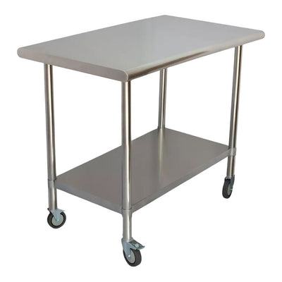MESA KITCHENMAX STORE MLM2960001178 | Mesa en Isla con Ruedas | Frente 91 cm | Acero Inoxidable | Cocina Industrial Restaurante Bar