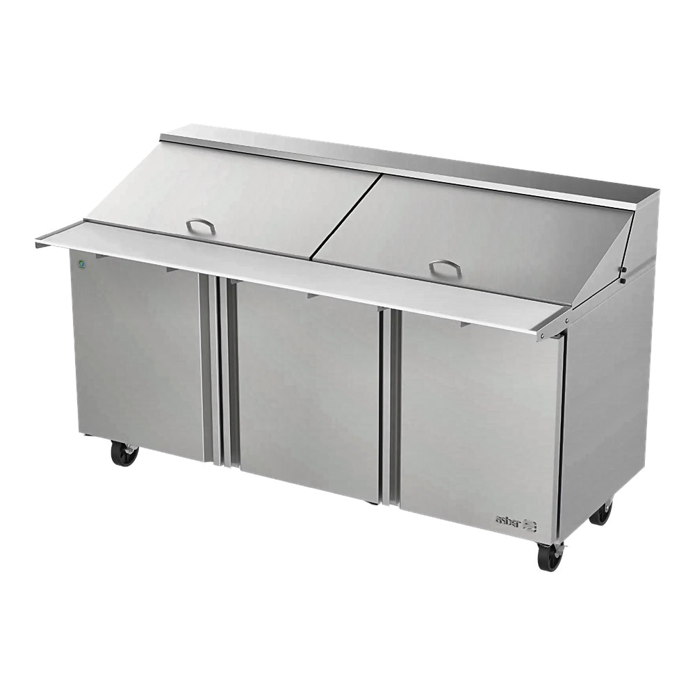 Mesa Refrigerada Asber APTM-72-30-D6 P Hc, mega top, en acero inoxidable.