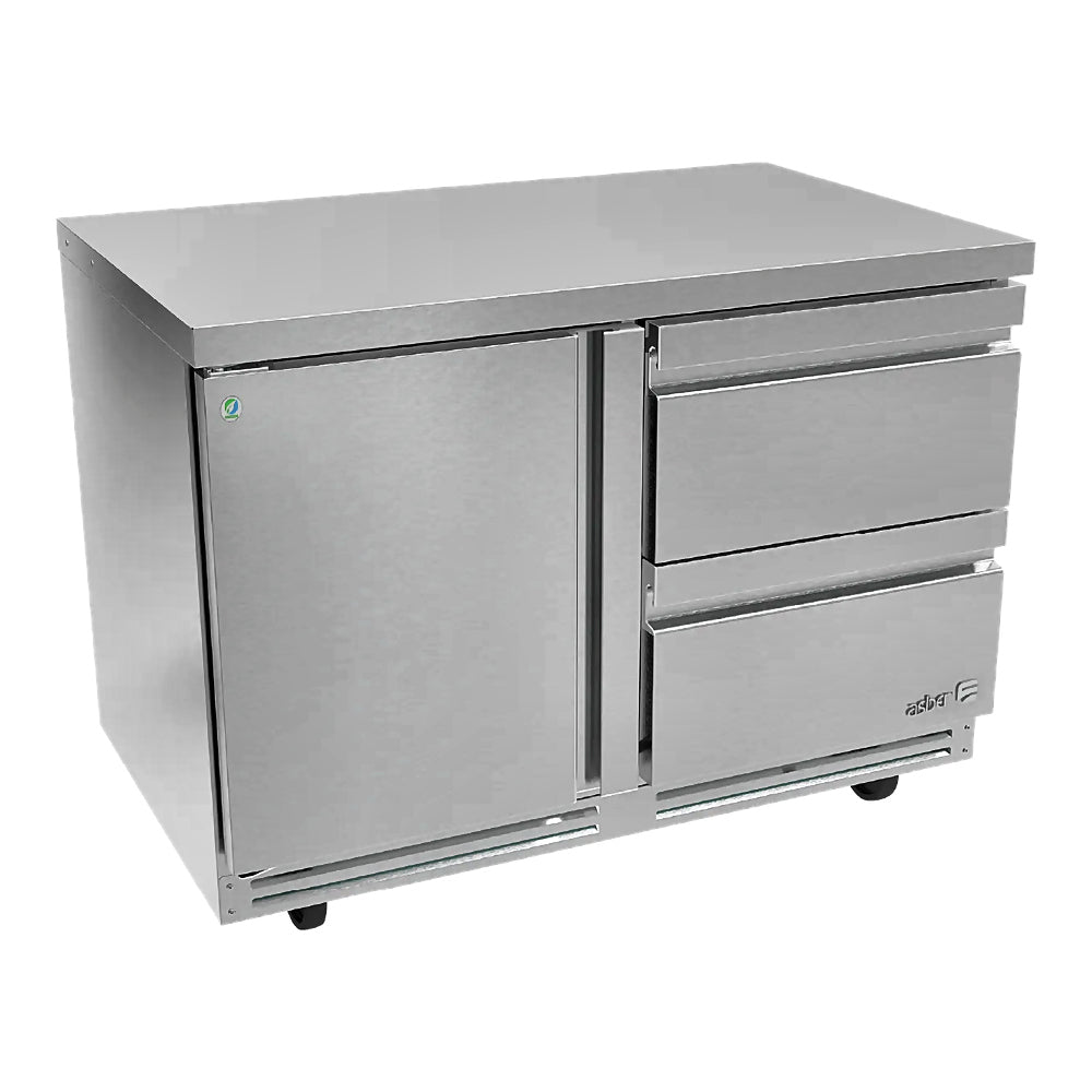 Mesa Refrigerada Asber AUTR-48-D4 P Hc, mesa bajo mostrador, en acero inoxidable.