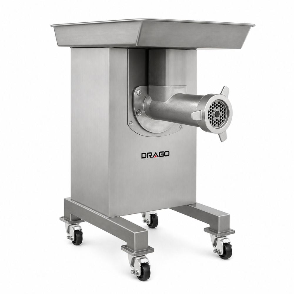 Molino Drago MC-32P-4HP, molino de carne 32 con pedestal, en acero inoxidable.