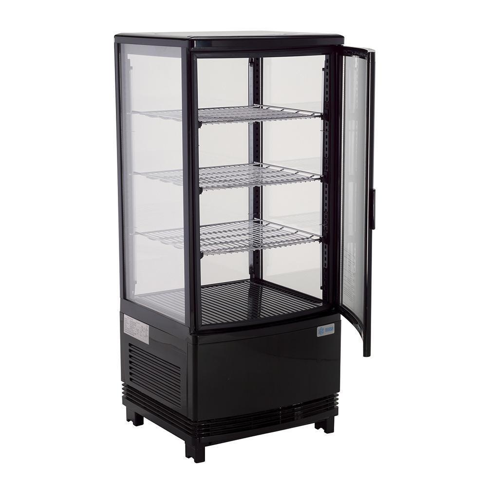 Migsa Rt-78L 1R Refrigerador Panorámico vertical  con 1 Puerta de Cristal, 3 Parrillas y 2.89 Pies - 82 Litros de capacidad. Con iluminación LED, Cuerpo esmaltado Negro - Refrigeradores - Migsa - KitchenMax Store