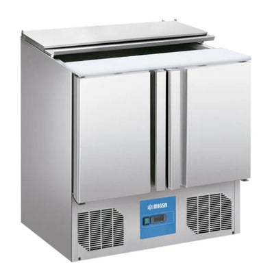 Migsa S900 Barra Fria Ensaladas Tipo Europeo 2 Puertas, en acero inoxidable.