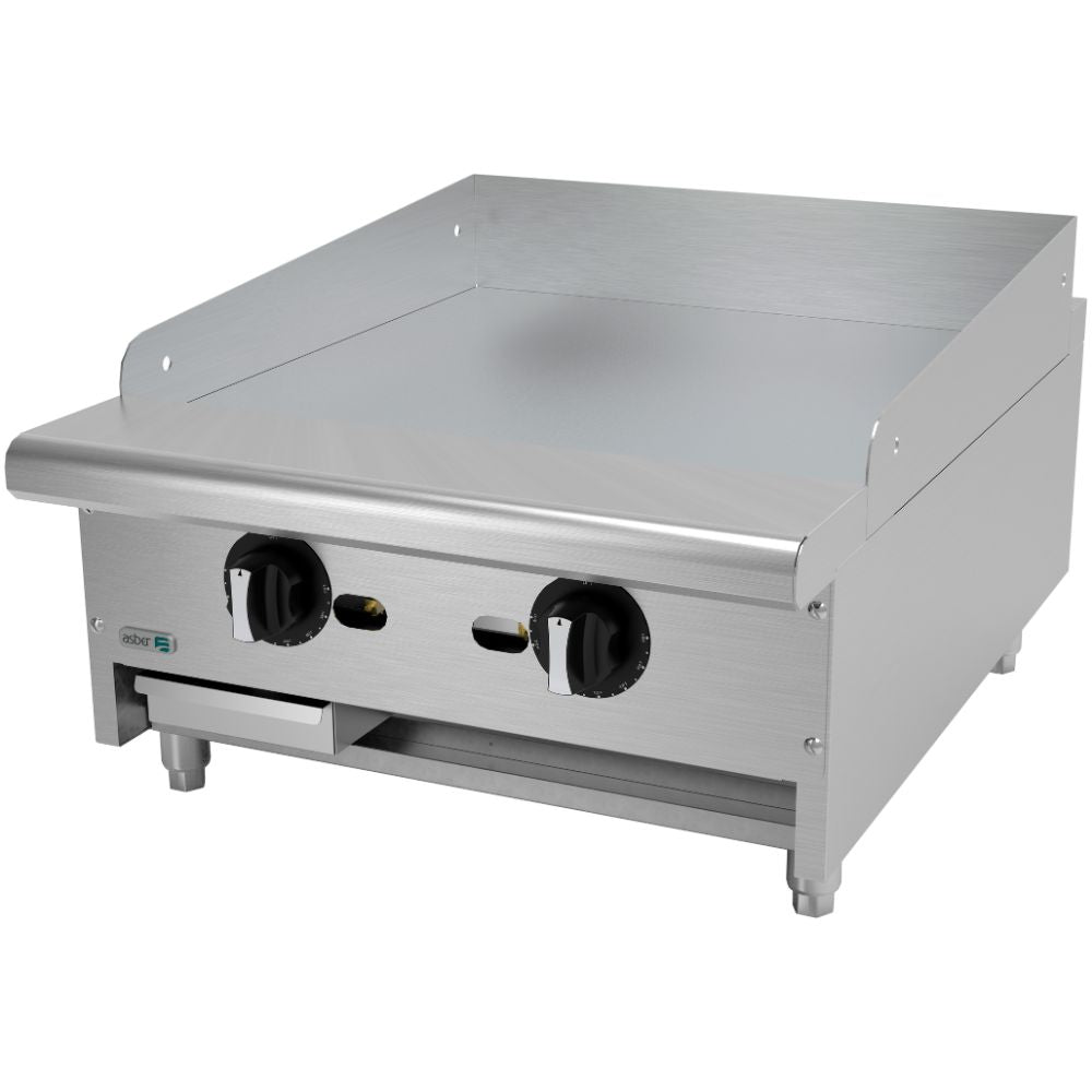 PLANCHA ASBER AETG-24-H | Plancha Termostática | 2 Quemadores | Placas en Cold-Rolled | Gas | Acero Inoxidable | Hotel Restaurante Cafetería Fonda Cold Rolled Nivelador Termostato Modular Quemadores Tipo U Piloto Charola Bandeja Grasa Gas Cocción Cocina Industrial Preparación de alimentos Cocina Industrial Lonche Snack Comida Buffet Gourmet Uso Rudo Restaurante Mariscos Cafetería Bistró Profesional