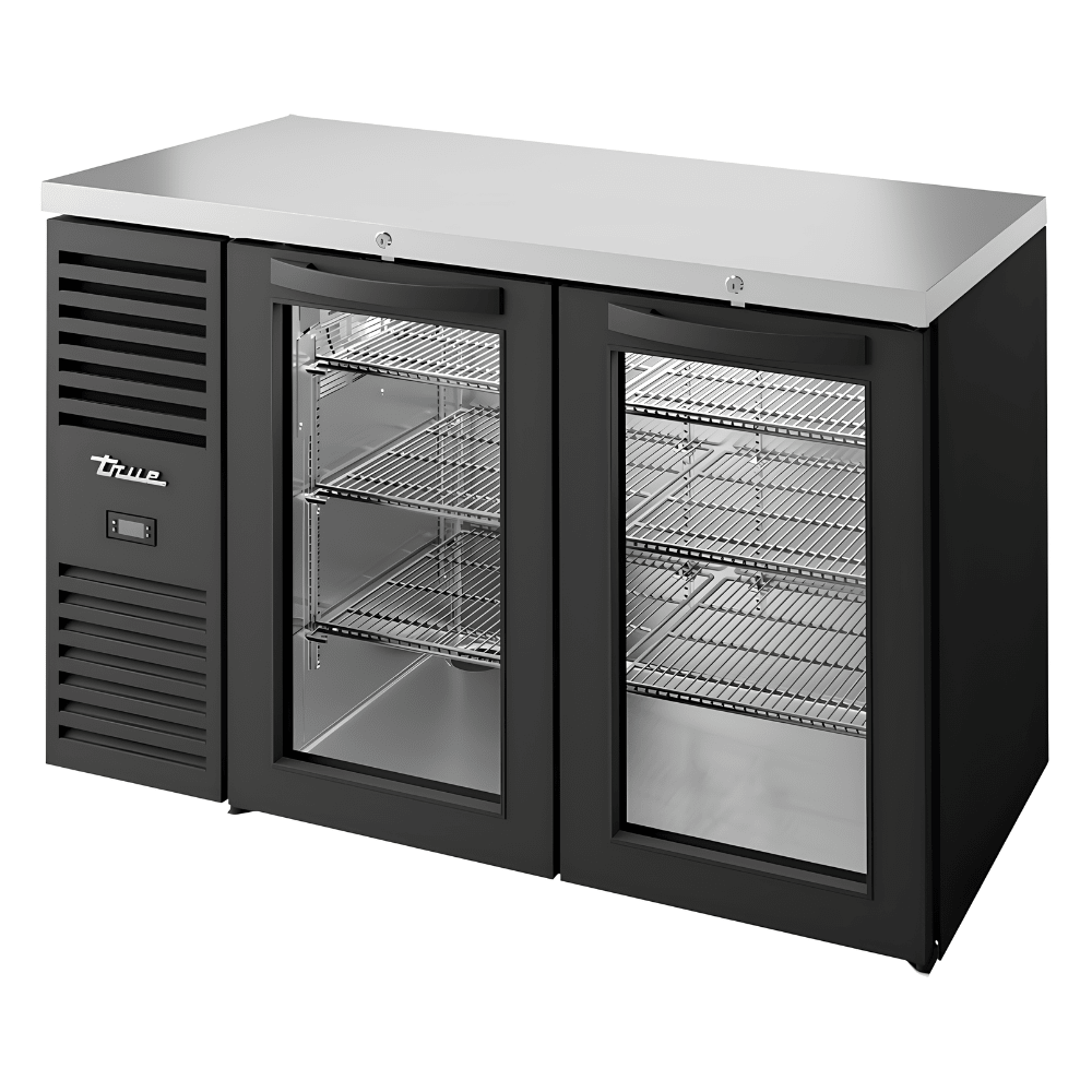 Refrigerador Bajo Barra True TBR52-RISZ1-L-B-GG-1, en acero inoxidable.