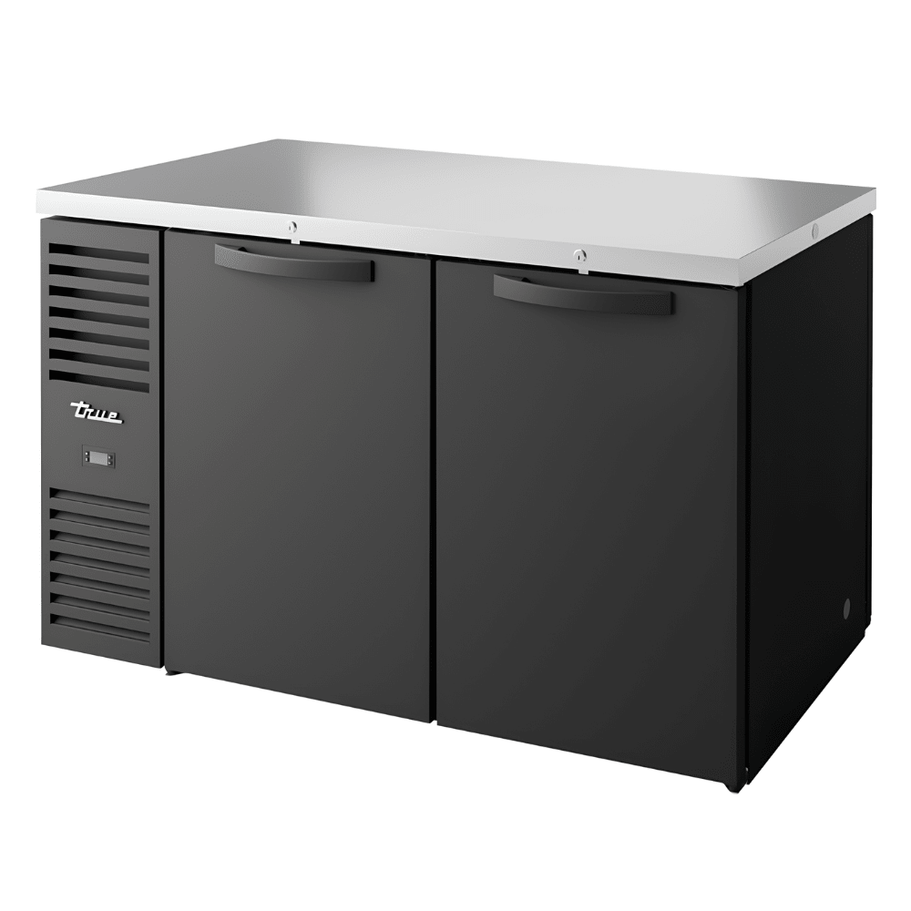 Refrigerador Bajo Barra True TBR60-PTSZ1-L-B-SS-SS-1, en acero inoxidable.