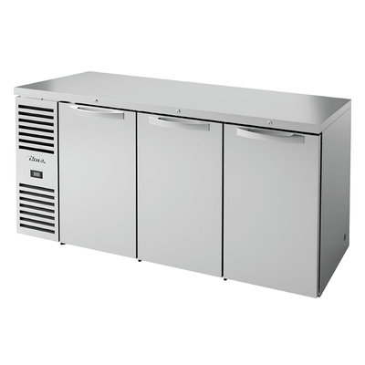 Refrigerador Bajo Barra True TBR72-RISZ1-L-S-SSS-1, en acero inoxidable.