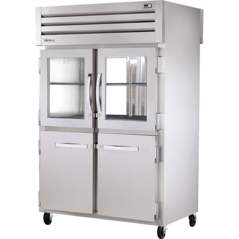 REFRIGERADOR TRUE STG2RPT-2HG/2HS-2G-HC | Refrigerador Vertical | 4 Medias Puertas Combinadas | Acero Inoxidable Aluminio | Restaurante Cafetería Cocina Restaurante Lácteos Industrial Cocina Cremería Comercios Insumos Carnicería Hotel Panadería Refresquero Latas Bar Abarrotes