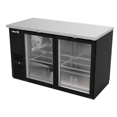 REFRIGERADOR ASBER ABBC-58 G-HC / SG-HC | Refrigerador Contra Barra | Eléctrico | 2 Puertas Cristal | 4 Parrillas | Acero Inoxidable | 19 Pies Cúbicos | Bar Tienda Bistró