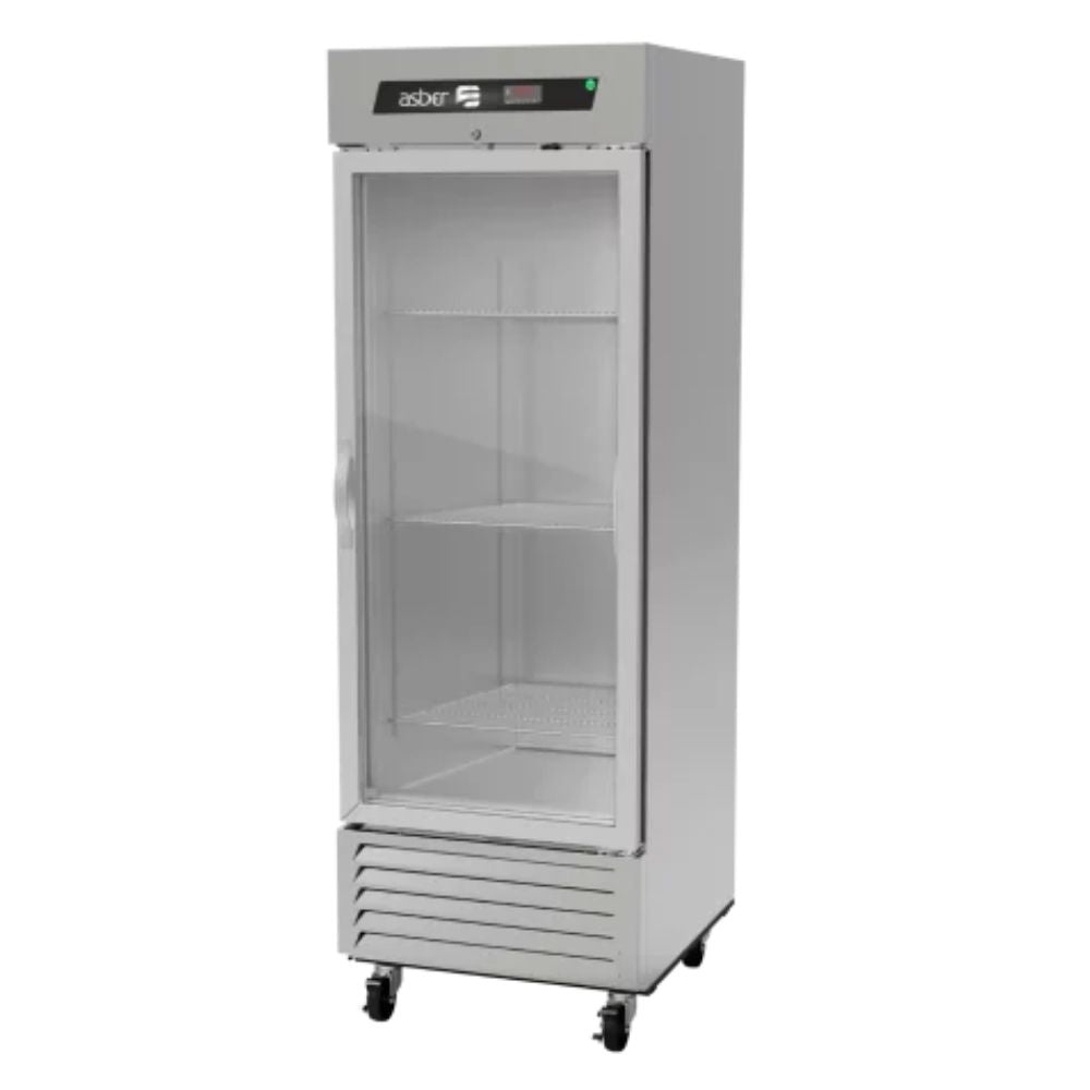 REFRIGERADOR ASBER ARR-23-G-H HC | Refrigerador Exhibidor Vertical | 1 Puerta Cristal | Eléctrico | 23 Pies Cúbicos | 3 Parrillas | Acero Inoxidable | Bar Hotel Restaurante | Bistró Restaurante Lácteos Industrial Cocina Cremería Comercios Insumos Hotel Panadería Refresquero Latas Bar Tiendas Carnicería Abarrotes 