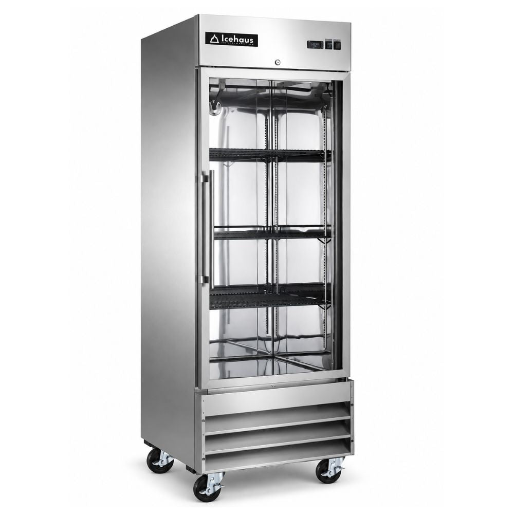 Refrigerador Icehaus RV-1PC-SS-01, refrigerador vertical, en acero inoxidable.
