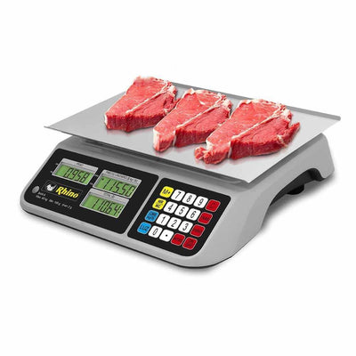 BÁSCULA RHINO BAR-9 | Báscula Mostrador | 40 Kg | Plato Acero Inoxidabe | Tianguis Restaurante Carnicería Carne Ferretería Verduras Frutas Cremería Cocina Comedor Industrial Tienda Abarrotes
