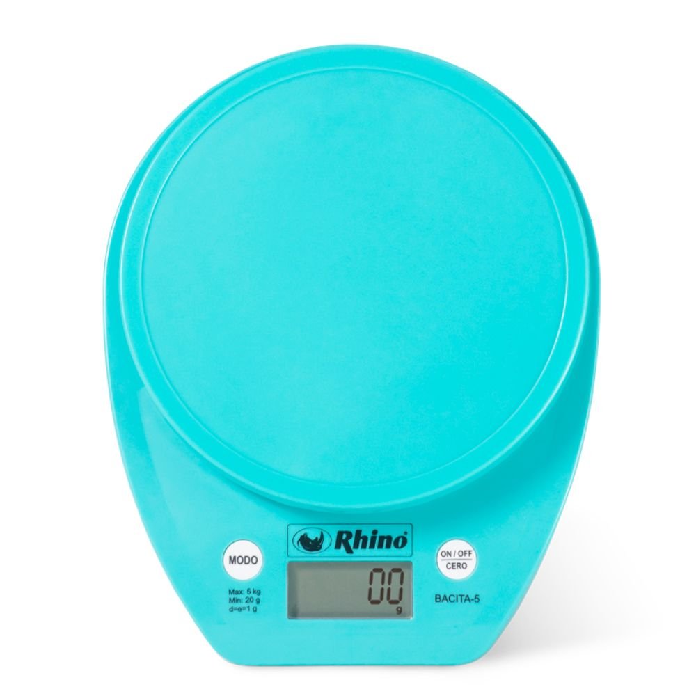 BÁSCULA RHINO BACITA-5 | Báscula Porcionadora de Cocina | 5 Kg | Alimentos Cocina Panadería Repostería Pastelería Restaurante Porciones Pequeñas Gramos